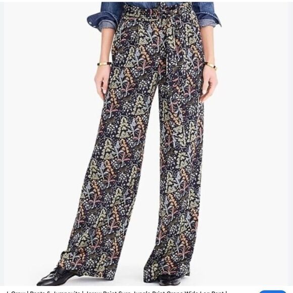 J. Crew Point Sure Jungle Print Crepe Wide Leg Pant size 6 - Picture 12 of 12